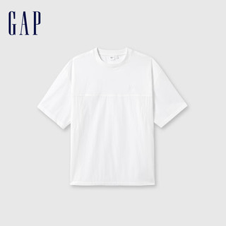 Gap 盖璞 男女款吸湿速干拼接抽绳短袖T恤 465071 白色 XL