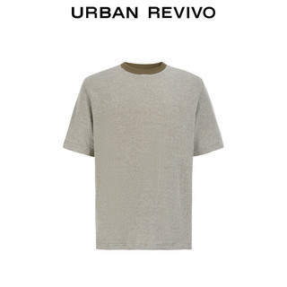 UR2024夏季男装都市休闲质感提花撞色圆领T恤衫UMU440050 卡其棕 XS