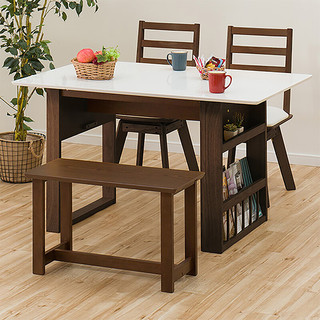 NITORI宜得利家居 家具新中式简约小户型家用餐厅餐桌 可伸缩 伸缩餐桌 白色/中棕色