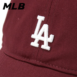 MLB帽子女 复古小标棒球帽 休闲遮阳鸭舌帽32CP77011 酒红白字小LA/32CP7701150Q F-帽围可调节（51-65）