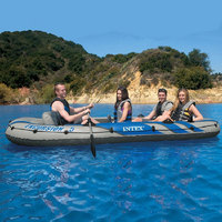 INTEX 充气船皮划艇加大鱼船多人加厚耐磨冲锋舟安装简易携带方便