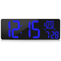 威灵顿 挂钟LED大数字电子钟会议室办公室数显表电视柜座钟客厅创意钟 LED-ONE标准版-蓝-42cm