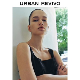 URBAN REVIVO 女士法式圆领中长款无袖连衣裙 UWG740087 正黑 XS