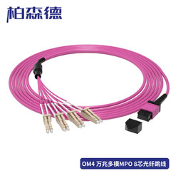BOSENDE 柏森德 MPO-LC光纤跳线 电信级8芯万兆多模OM4跳纤 40G光模块用集束光纤线 1米 BSD-MPO-L8401