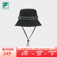 FILA 斐乐女帽圆帽2024夏高尔夫运动帽遮阳帽渔夫帽盆帽 深黑-BK XS