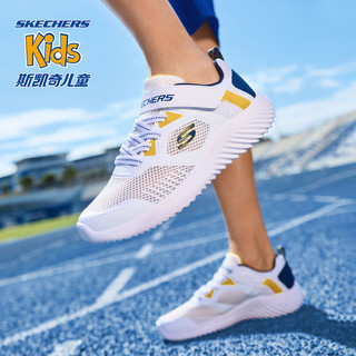 斯凯奇（Skechers）儿童运动鞋夏季网面男女童轻便休闲鞋小白鞋跑步鞋 白色/黑色/橙色/WBLY 36码