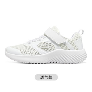 斯凯奇（Skechers）儿童运动鞋夏季网面男女童轻便休闲鞋小白鞋跑步鞋 白色/WHT 37码