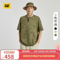 CAT卡特24夏季男户外休闲扎染效果美式印花休闲短袖T恤 暗绿色 M