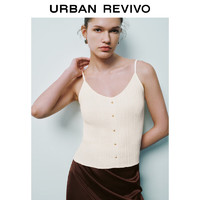 UR2024夏季女时尚优雅气质坑条纽扣吊带针织衫UWG940188 裸杏色 L
