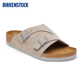 BIRKENSTOCK勃肯软木拖鞋男女款外穿绒面软底凉拖Zurich系列 灰色/石头灰窄版1027659 46