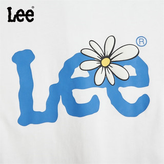 Lee儿童圆领短袖T恤2024夏季童装套头宽松休闲百搭上衣打底衫 月光白 165cm