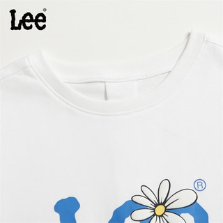 Lee儿童圆领短袖T恤2024夏季童装套头宽松休闲百搭上衣打底衫 月光白 165cm