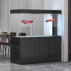 汉霸 超白玻璃鱼缸客厅家用大型龙鱼缸屏风底过滤金鱼缸套餐2024款