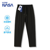 VLONE NASA冰丝直筒裤男夏季宽松垂感透气速干运动凉感休闲裤 黑色 3XL