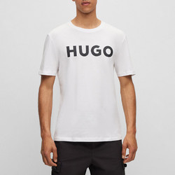 HUGO BOSS 雨果博斯 男士圆领LOGO短袖T恤50467556120 白色黑标 XL