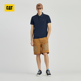 CAT卡特24夏男户外弹力舒适吸湿速干logo印花短袖T恤翻领POLO 藏蓝色 M