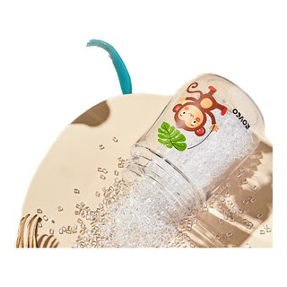 日康（rikang）吸管杯 儿童学饮杯家用奶瓶1岁以上直饮水杯Tritan带重力球 吸管水杯 240ml 蓝绿