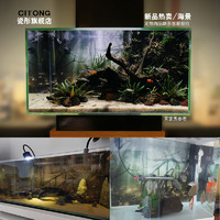 鱼缸背景纸3d立体高清图贴画造景水族箱5d壁纸南美亚马逊沉木森林