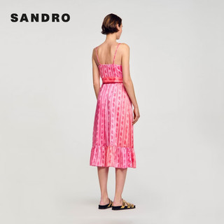SANDRO2024春夏新款女装优雅多巴胺吊带连衣裙长裙SFPRO03704 651/