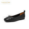 HARSON 哈森 2024夏一脚蹬女鞋方头蝴蝶结粗跟奶奶鞋轻便舒适单鞋女HWS240236 黑色 37