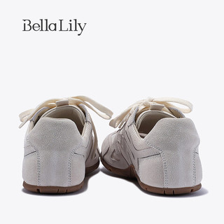 Bella Lily2024夏季粉色网面阿甘鞋女百搭休闲鞋低帮运动鞋子 米白 36