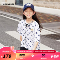 Converse匡威儿童装透气上衣2024中大童女童印花休闲T恤CNVG-TE-G091 纯白色 110/56