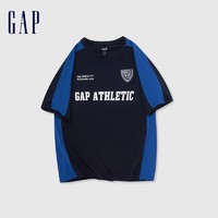 Gap 盖璞 男女装2024夏季新款圆领撞色拼接短袖T恤宽松运动上衣885845