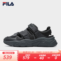 FILA 斐乐男鞋 MARS SANDAL复古凉鞋2024夏火星凉鞋 黑-BK 45