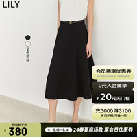 丽丽 LILY2024夏女装复古气质通勤款优雅显瘦垂坠感高腰半身裙伞裙 510黑 XL