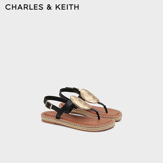 CHARLES&KEITH24夏平底夹趾休闲罗马沙滩凉鞋女CK1-70580228 Black黑色 41