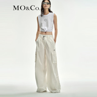 MO&Co.Reebok联名系列2024夏捏褶短款宽肩无袖T恤MBD2TEE045 漂白色 XS/155