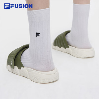 FILA FUSION斐乐潮牌男鞋BARRICADE SLIPPER拖鞋2024夏季凉拖 凯特橄榄/奶白-CG 42.5