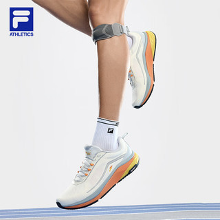 FILA 斐乐男鞋 SPD PANTHER 2路跑鞋2024夏季玄豹鞋 奶油白色-AA 44.5