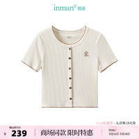 茵曼（INMAN）【商场同款】复古撞色圆领T恤2024夏季女装新款短袖显瘦上衣