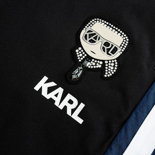 Karl Lagerfeld卡尔拉格斐轻奢老佛爷男装 2024夏款侧条纹KARL钉珠休闲短裤 黑色 46