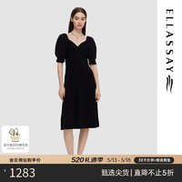 歌力思（ELLASSAY）2024夏季新款法式风优雅双面穿灯笼袖连衣裙女EWD352M03400 经典黑