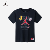 Jordan 耐克童装男女童短袖T恤夏季儿童针织上衣 正黑色 140