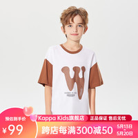 Kappa Kids卡帕儿童夏季短袖简约百搭男女童T恤校园风圆领上衣 咖色 薄款  160