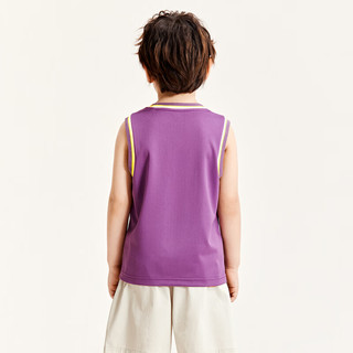 迷你巴拉【吸湿速干】夏季男童运动背心轻薄透气宝宝马甲 紫色70196 150cm