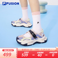 FILA FUSION斐乐潮牌女鞋硬糖凉鞋2024夏季休闲厚底鞋运动鞋 烟玫瑰粉/蓝冰-RB 38