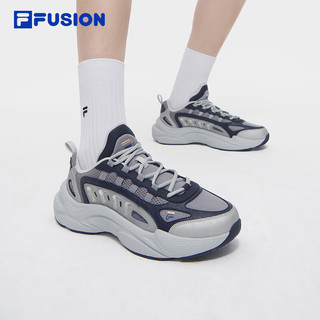 FILA FUSION斐乐潮牌男鞋SKY TRAIL DX复古潮鞋2024夏休闲鞋 合金灰/藏海蓝-AM 40.5