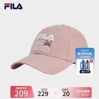 FILA 斐乐款棒球帽2024夏时尚休闲帽子运动帽遮阳帽 天竺葵粉-PK XS