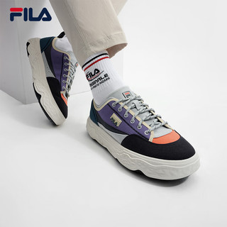 FILA 斐乐男鞋ROCK摩登帆布鞋2024夏季时尚休闲鞋运动鞋 传奇蓝/龙胆草紫-NG 42