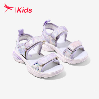 红蜻蜓儿童24夏季童鞋女童时尚休闲中大童沙滩凉鞋 紫色 32码 32（内长20.5脚长19.9）