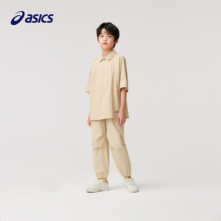 asics/亚瑟士童装2024夏季男童吸湿速干防晒遮热休闲短袖T恤 8858卡其 130cm