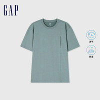 Gap男女装2024夏季吸湿速干凉感圆领短袖T恤运动上衣464997 蓝绿色 180/100A(XL)亚洲尺码