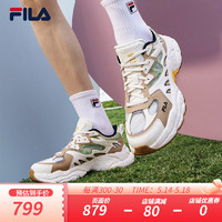 FILA 斐乐男鞋FERN摩登运动鞋2024夏蕨草鞋休闲鞋老爹鞋 雪白/自然棕-SN 40.5