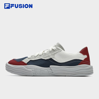 FILA FUSION斐乐潮牌男鞋POP II滑板生活鞋2024夏休闲帆布鞋 军蓝/红石榴-BG 42