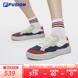 FILA FUSION斐乐潮牌男鞋POP II滑板生活鞋2024夏休闲帆布鞋 军蓝/红石榴-BG 44.5