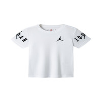 Jordan 耐克男童女童短袖T恤Jordan 耐克童装夏季儿童上衣  B674纯白色 110